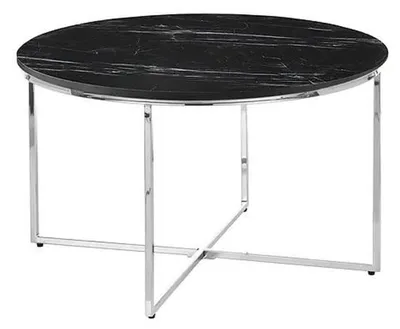 Produktbild von Runder Couchtisch Wohnzimmer Schwarz MDF + Metall X-beine neu Luxus