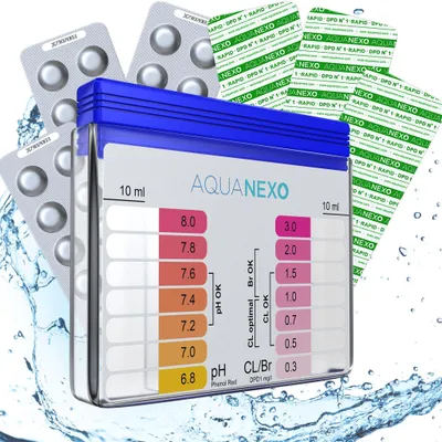 Produktbild von Aquanexo Pool Schütteltester pH und Chlor inkl. 60 Pool Testtabletten