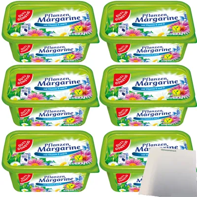 Produktbild von Gut & Günstig Pflanzenmargarine mit Vitamin E und D vegan 6er Pack (6x500g Packung) + usy Block