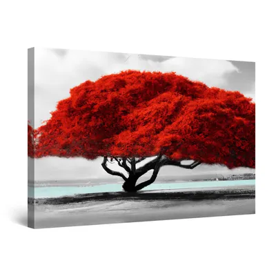 Obrázek produktu pro Startonight Canvas Wall Art - Red Tree River Malba Umělecké dílo - Malba 80 x 120 cm