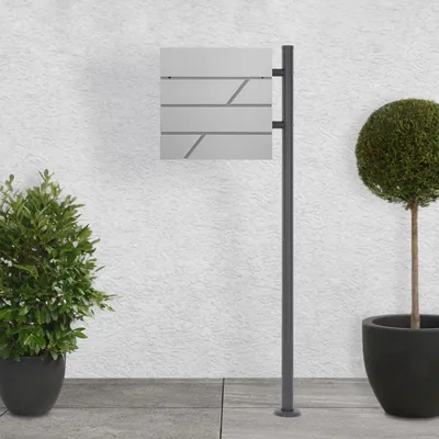 Obrázek produktu pro ML-Design poštovní schránka s přihrádkou na noviny, světle šedá, 37x37x11 cm, z nerezové oceli, včetně stojanu antracit Výška: 120 cm