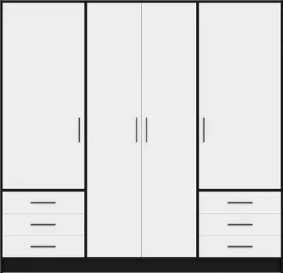 Produktbild von Furniture24 Drehtürenschrank Jupiter Jpts86T-T10 Kleiderschrank Schwarz/Weiß