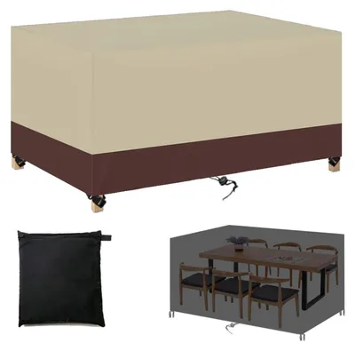 Image de Housse de protection pour mobilier de jardin, rectangulaire, 170x95x74 cm, beige/marron, Oxford 420D