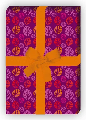 Produktbild von Designer Geschenkpapier Set, Dekorpapier im Batik Blättern, lila - G8738, 32 x 48cm