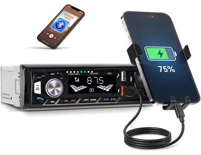 Zdjęcie produktu dla Radio samochodowe Bluetooth DIN z odtwarzaczem MP3, radiem FM, wejściem AUX, portem USB i czytnikiem kart TF