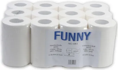 Produktbild von FUNNY Handtuchrolle 1 lagig zur Innenabwickung 20 cm hochweiß MINI Ø 13 cm 12 Rollen