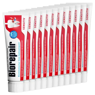 Produktbild von Biorepair Sensitive Teeth Zahncreme 12x75 ml – Fluoridfrei, KI-generiertes Bild