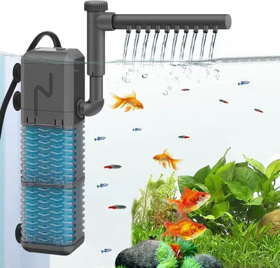 Productafbeelding van Intern filter voor aquaria, 800 liter per uur, 3-in-1: filtratie, circulatie en zuurstofvoorziening, geschikt voor aquaria tot 250 liter