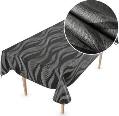Produktbild von Tischdecke Wachstuch Premium Ornamente Schwarz Robust Wasserabweisend Breite 140 cm Länge 280 cm