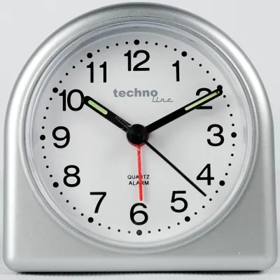 Zdjęcie produktu dla Technoline GENEVA-SD, Kwarcowy budzik, Srebrny, Wewnętrzna, 12h, 1x Mignon/AA/LR06, 85 x 85 x 30 mm