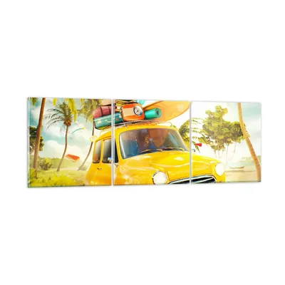 Produktbild von Bilder auf glas - Auto Strand Reise Sommer - 150x50cm - Glasbilder - Wandbilder - Kunstdruck - zum Aufhängen bereit - Wanddekoration aus Glas - Glas Bilder - Wandbild auf Glas - GCA150x50-2839