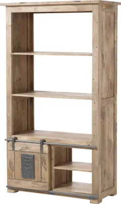 Image de MASSIVMOEBEL24 | Séparateur de pièce en bois de manguier 100x45x175, vernis beige, RAILWAY #395