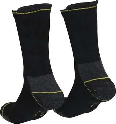 Tobeni 4 Paar Herren Arbeits Socken - Ferse und Spitze EXTRA verstärkt - Socken ohne Gummidruck Schwarz Gelb