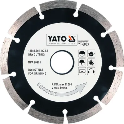 Obrázok produktu pre Yato YT-6003, diamantová čepeľ, Betón, Žula, 12,5 cm, 191 g, Blistr, 1 kusov
