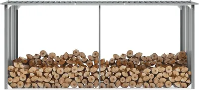 Produktbild von vidaXL Ocelový pozinkovaný sklad na palivové dřevo 330 x 92 x 153 cm šedý