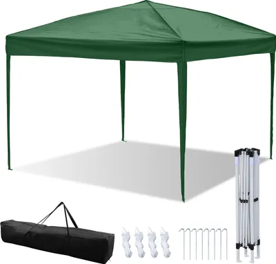 Produktbild von Clanmacy Faltpavillon Pavillons & Partyzelte 3x3m, Festzelt Gartenzelt für Garten Terrasse Feier Party, Wasserdich ohn Seiten Grün