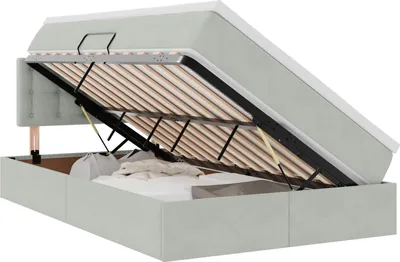 Image de Lit coffre à LED vidaXL avec matelas, gris clair, 120 x 200 cm, velours