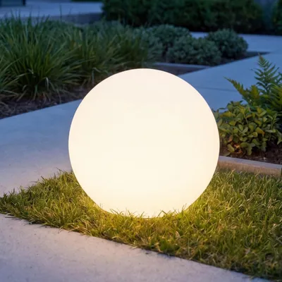 Produktbild von Kugelleuchte mit Kabel Stecker Weiß IP65 inkl. E27 LED 2700 K warmweiß Ø 40 cm runde Wegeleuchte Terrasse Außenleuchte Garten