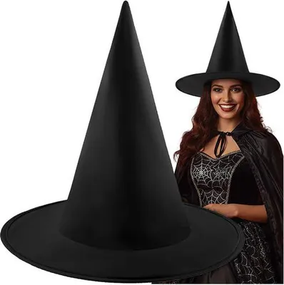 Obrázok produktu pre Čarodejnícky klobúk, čierny polyester, univerzálna veľkosť, Halloween