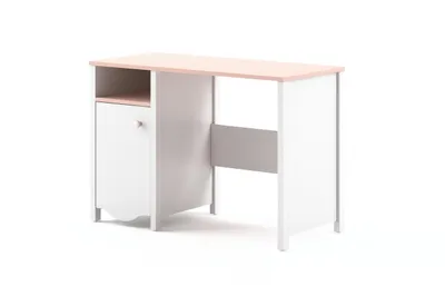 Produktbild von MINIO go for it, MIA Schreibtisch – Schreibtisch mit Tür, Fach und Nische, Weiß/Rosa