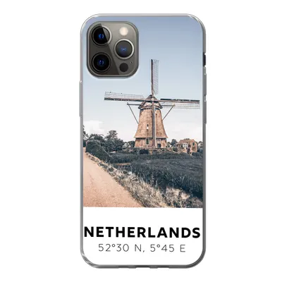Produktbild von MuchoWow® Handyhülle Schutzhülle Hülle für iPhone 12 Pro Niederlande - Mühle - Wiese Silikon Softcase Handy Hülle - Abdeckung