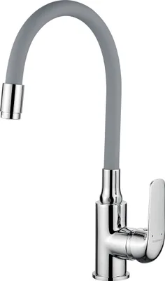 Produktbild von BADLAND Küchenarmatur Wasserhahn ELZA Küchenmischer mit flexiblen Auslauf für Küche in Chrom-Grau