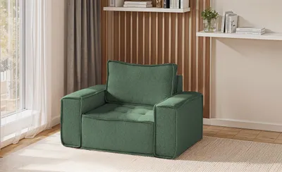 Productafbeelding van Designfauteuil SANDE, stof Raven, kleur: flessengroen