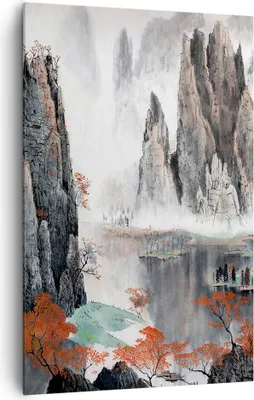 Produktbild von Bild auf Leinwand - Leinwandbild - Einteilig - Berge Märchen Nebel - 80x120cm - Wand Bild - Wanddeko - Wandbilder - Leinwanddruck - Wanddekoration - Leinwand bilder - Wandbild - PA80x120-3887