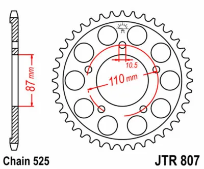 Obrázek produktu pro JT řetězové kolo 44T 525 JTR807.44