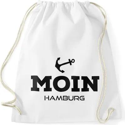 Produktbild von Turnbeutel Moin Hamburg Anker Moonworks® weiß unisize
