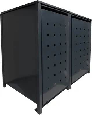 Produktbild von 2 Tailor Mülltonnenboxen Basic für 120 Liter Tonnen Stanzung 1 komplett Schwarz