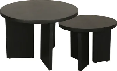 Produktbild von byLIVING Couchtisch-Set ROUND / Massivholz Akazie schwarz / bestehend aus: 1x Couchtisch & 1x Beistelltisch / D 40, H 30 & D 60, H 41 cm