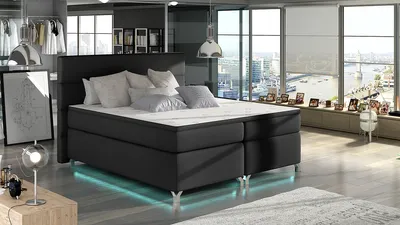 Produktbild von NABBI Gepolstert Doppelbett mit Stauraum Avellino 160 - schwarz (Soft 11)