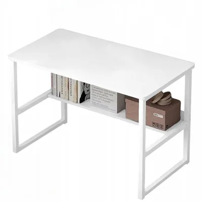 Obrázok produktu pre Biela mládežnícka počítačová stôl v štýle loft s policou 100 cm