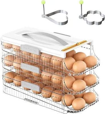 Produktbild von Kühlschrank-Eierhalter, 3 Etagen, stapelbar, weiß, antirutsch