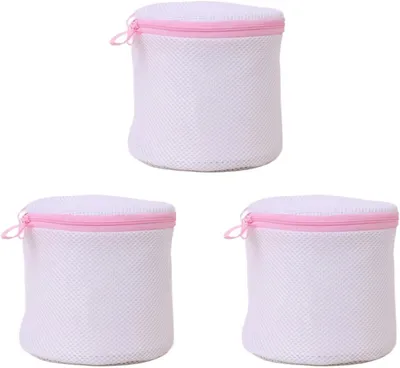 Produktbild von BH Waschbeutel Set für Waschmaschine,3er Set Wäschesäcke aus Netzstoff, wiederverwendbar,Dessous Waschsack mit Reißverschluss, Rosa