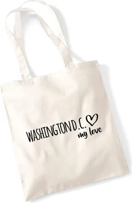 Produktbild von Huuraa Jutebeutel Washington D.C. my love 10 Liter Natural Baumwolle Tasche Geschenkidee