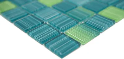 Produktbild von Handmuster Mosaikfliese Transluzent strichgrün Glasmosaik Crystal strichgrün MOS64-0509_m