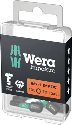 Produktbild von Wera 867/1 IMP DC TORX DIY Impaktor Bits, TX 15 x 25 mm, 10-teilig