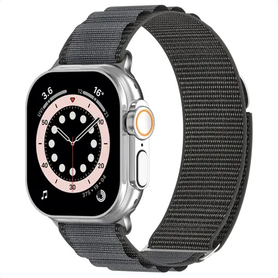 Imagen del producto de Funda de nylon para Apple Watch, modelo Alpine, compatible con tamaños de 44/45/46/49 mm - Gris oscuro