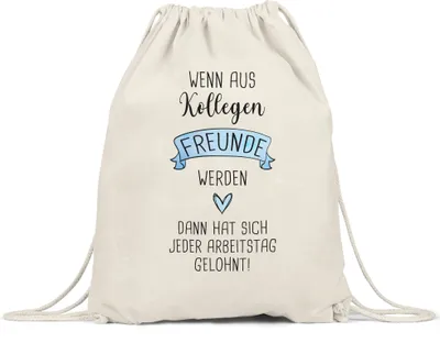 Produktbild von Wenn Aus Kollegen Freunde Werden Turnbeutel Gymsack Lieblingskollegin Büro-Beutel Kollegin Geschenk