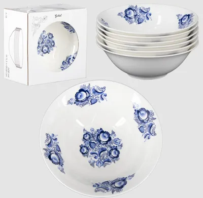 Produktbild von Suppenteller-Set, 6 St Gzhel, Ø18 cm Essteller,Suppenschalen