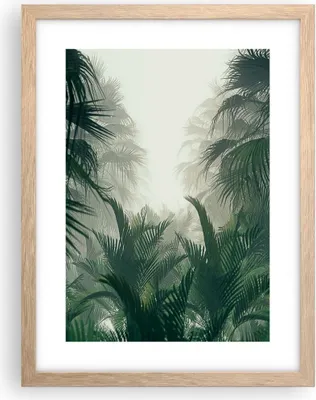 Produktbild von Gerahmtes Poster - Rahmen in heller Eiche - Dschungel Blätter Palmen - 30x40 cm - Wand Bild - Wanddeko - Wandbilder - Kunstposter - Wandposter - Bilderrahmen - Bilder - Kunstdruck - P2NPA30x40-4504
