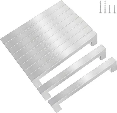 Produktbild von Famanu Möbelgriffe 10 Stück - 96 mm Lochabstand - Edelstahl - Schubladengriffe - mit 40 Schrauben - schwarz