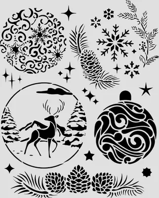 Produktbild von Stamperia Schablone Weihnachtskugeln 20x25 cm für Basteln und Dekoration