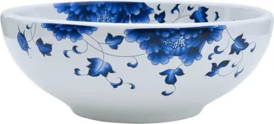 Image de vidaXL Vasque à poser Blanc et Bleu Rond Ø41x14 cm Céramique
