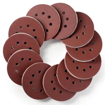 Immagine prodotto di Carta abrasiva da 125 mm con sistema di fissaggio a velcro, 8 fori, grana P240, rotonda, per levigatrici eccentriche, confezione da 110 pezzi