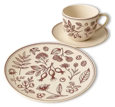 Produktbild von Kaffeeservice Rubin-Garten 12tlg. Kaffeegedeck Geschirr Tasse Teller