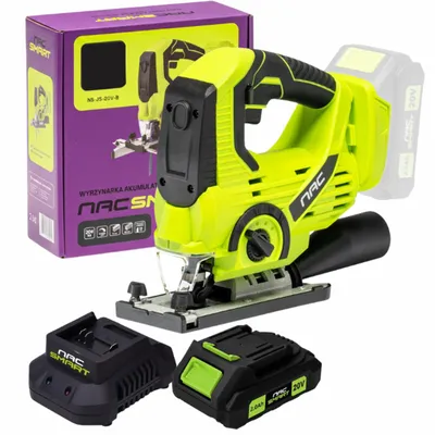 Produktbild von NAC SMART Akku Stichsäge 20V mit 2Ah Akku und Schnellladegerät NSJS20VB | Hubzahl 2400 min-1 Schnitttiefe 80mm | für Holz Metall und Kunststoff