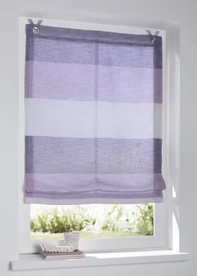 Produktbild von Ösenrollo Marit gestreift Rose/lila/Creme mit bunten Webstreifen Breite 80 cm x Höhe 120 cm, incl. Fensterhaken